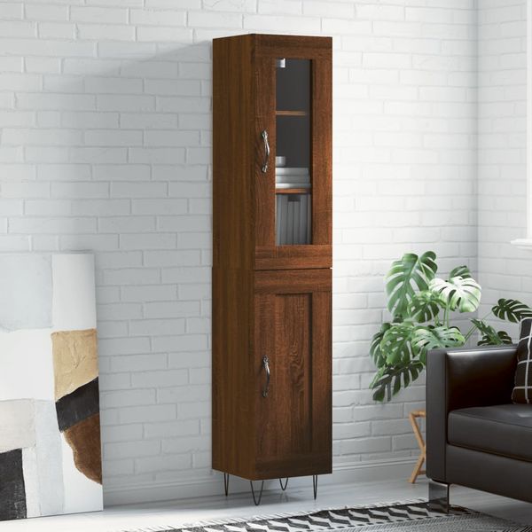 vidaXL Vysoká skrinka hnedý dub 34,5x34x180 cm spracované drevo