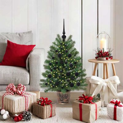 vidaXL Umelý vianočný stromček s 150 LED-i Zelená 95 cm PE a PVC