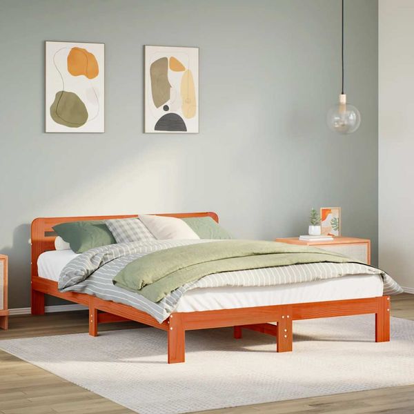 vidaXL Posteľ bez matraca voskový 150x200 cm masívna borovica