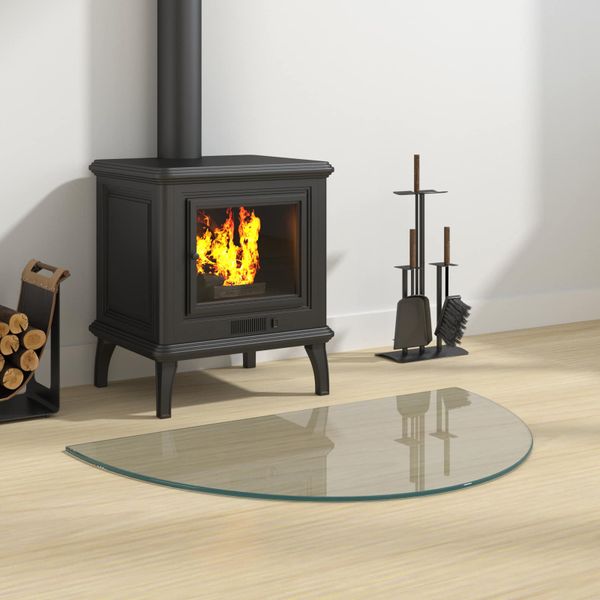 vidaXL Sklenená doska krbu Priehľadná 800 x 500 mm Sklo