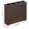 vidaXL Vyvýšený záhradný záhon+4 nádoby 80x22x79 cm, polyratan, hnedý