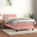 vidaXL Posteľný rám boxsping s matracom ružový 90x190 cm zamat