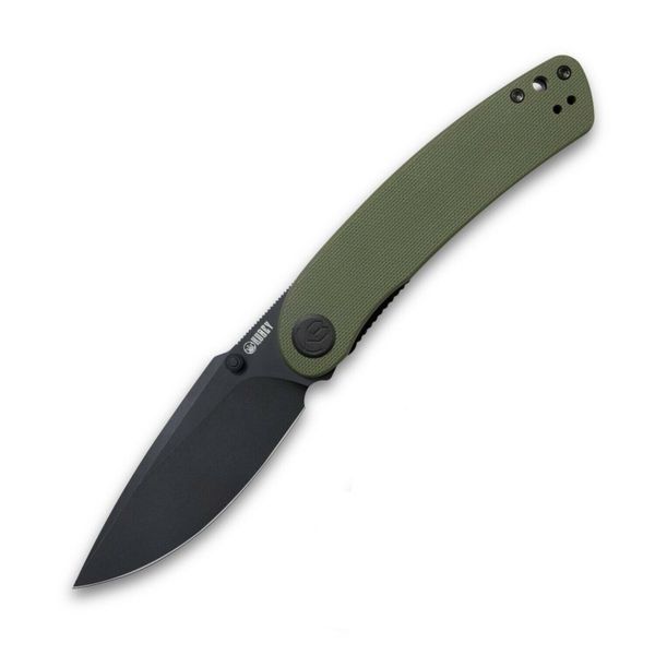 Kubey KU344G Momentum vreckový nôž 8,7 cm, Dark Stonewash, zelená, G10, spona