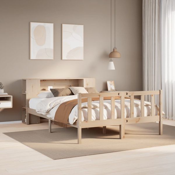 vidaXL Posteľ s knižnicou bez matraca 160x200 cm borovicový masív