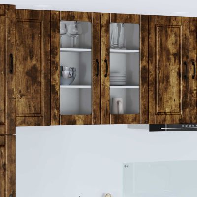 vidaXL Nástenný sklenený kabinet PORTO 2 pcs Dymová dub