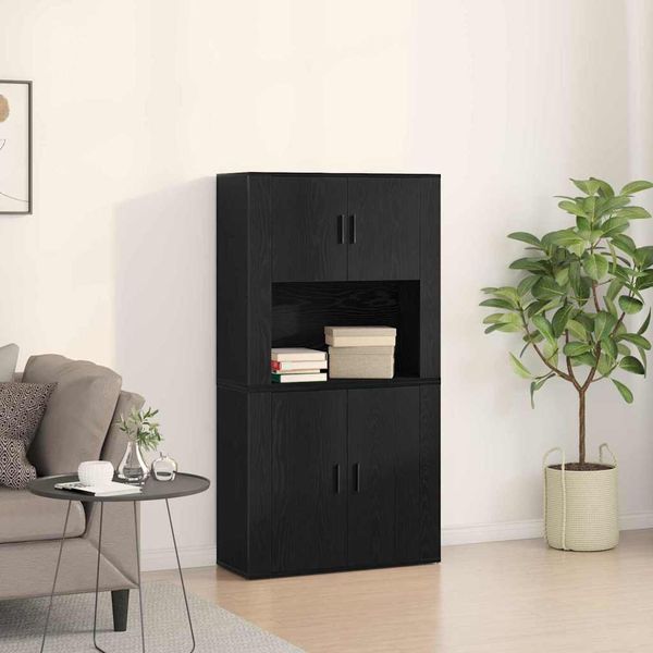 vidaXL Highboard Čierny dub 80 x 33 x 150 cm Kompozitné drevo