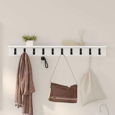 vidaXL Vešiak na stenu Biela 100 x 10,5 x 10,5 cm Kompozitné drevo