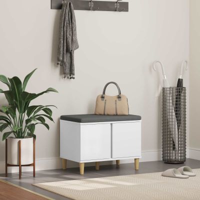 vidaXL Predsieňová lavica s vankúšom s úložiskom Biely 60 x 38 x 46 cm