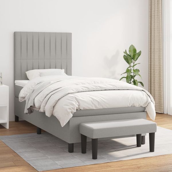 vidaXL Boxspring posteľ s matracom bledosivý 100x200 cm látka