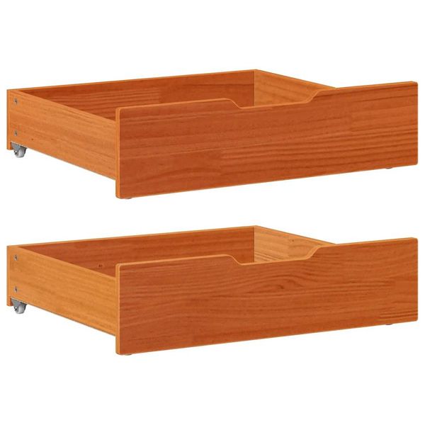 vidaXL Zásuvky pod posteľ 2 ks voskové 75x55x17 cm masívna borovica