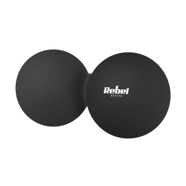 Masážna guľa dvojitá 6,25 cm, REBEL ACTIVE RBA-3058, čierna, materiál silikón
