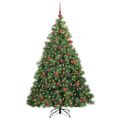 vidaXL Umelý vianočný stromček s 300 LED-i Zelená 180 cm PE a PVC