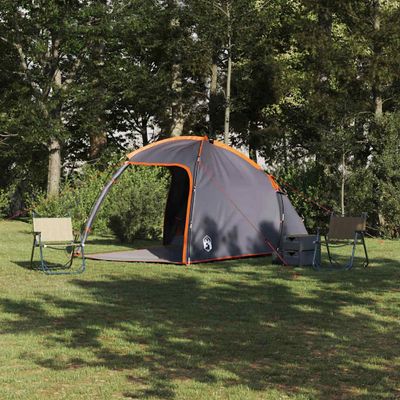 vidaXL Stan chata so strechou Šedá a oranžová 370 x 230 x 185 cm taft