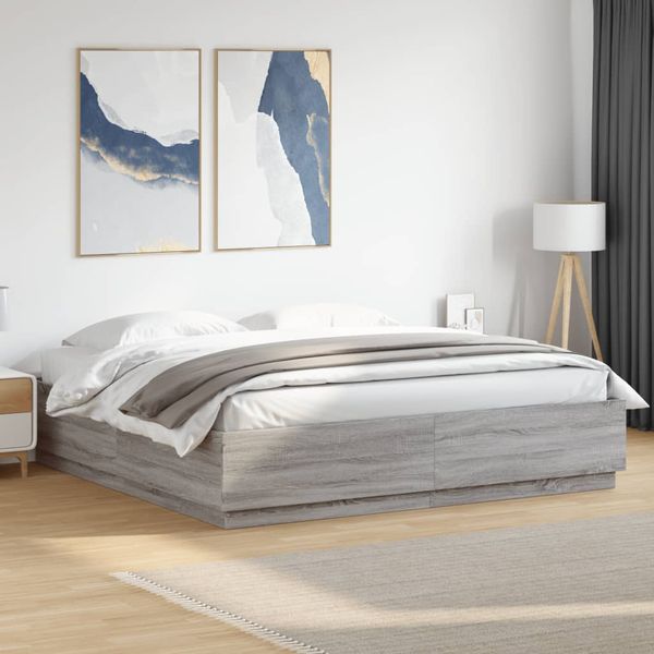 vidaXL Posteľný rám sivý dub sonoma 200x200 cm kompozitné drevo
