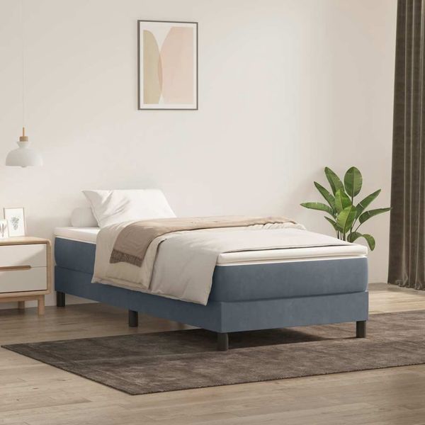 vidaXL Posteľný rám boxspring s matracom tmavosivý 80x210 cm zamat