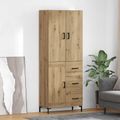 vidaXL Highboard Remeselný dub 69,5 x 34 x 180 cm Kompozitné drevo
