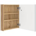 vidaXL LED kúpeľňová zrkadlová skrinka biela a dubová 50x14x60 cm