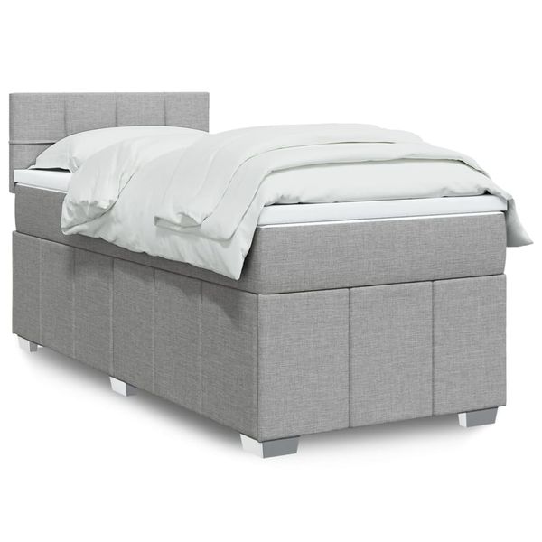 vidaXL Posteľný rám boxsping s matracom bledosivý 80x200 cm látka