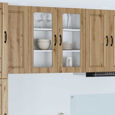 vidaXL Nástenný sklenený kabinet PORTO Remeselný dub 80 x 31 x 80 cm
