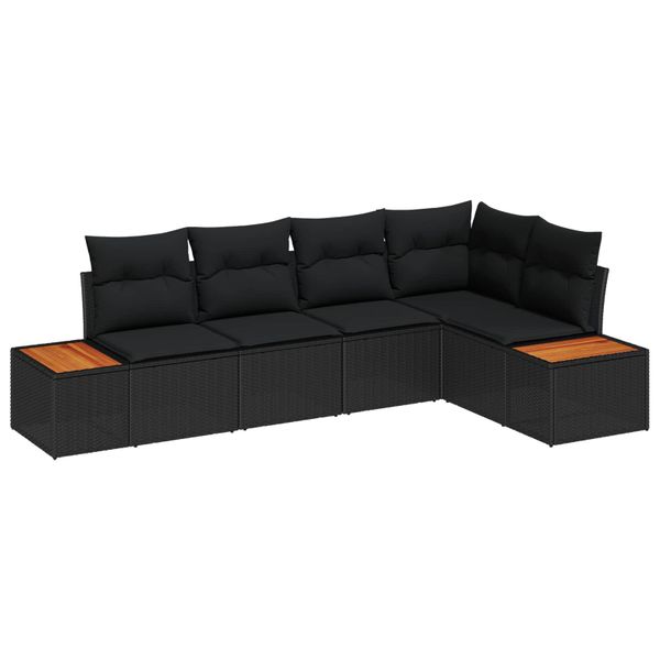 vidaXL Súprava záhradných pohoviek s vankúšom 5 pcs Čierna Poly ratan