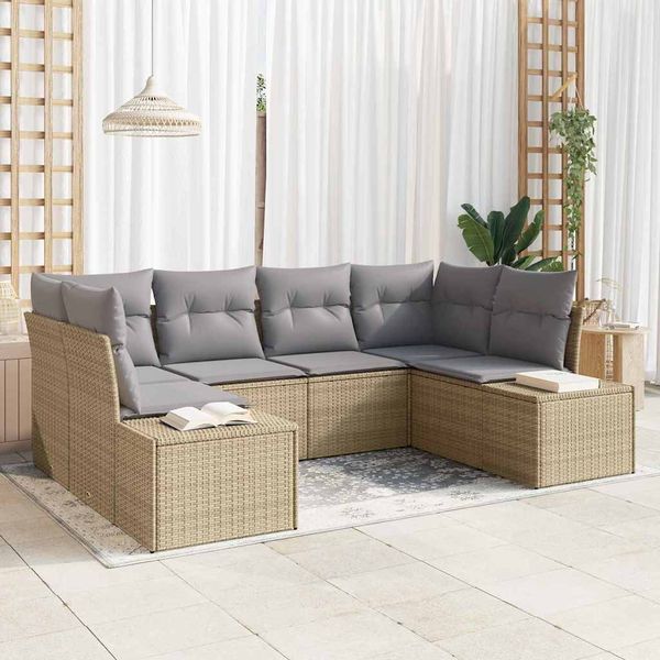 vidaXL Súprava záhradných pohoviek 6 pcs Beige a svetlo šedá