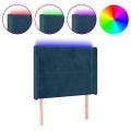 vidaXL Čelo postele s LED tmavomodré 103x16x118/128 cm zamat