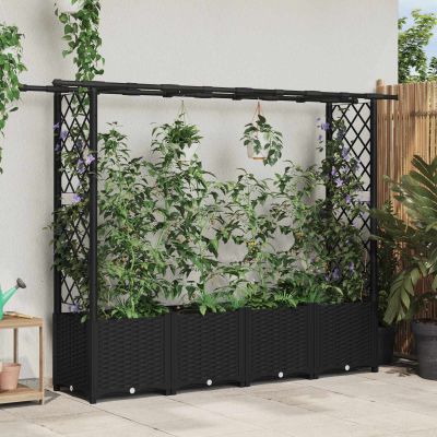vidaXL Vyvýšený záhon s mriežkou a strechou Čierna 203 x 40 x 136 cm