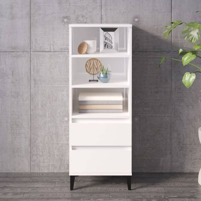 vidaXL Vysoká skrinka lesklá biela 40x36x110 cm spracované drevo