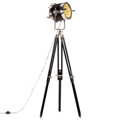 vidaXL Lampa na statíve čierna 171 cm mangovníkový masív