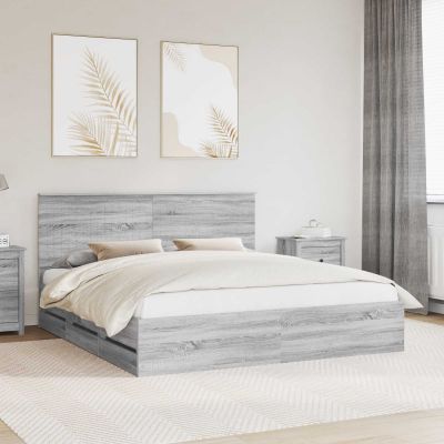 vidaXL Rám postele Sivý Sonoma 180 x 200 cm Inžinierske drevo