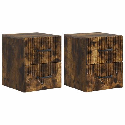 vidaXL Nástenná nočná skrinka 2 pcs Dymový dub 34,5 x 33 x 40 cm