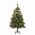 vidaXL Umelý vianočný stromček s pniškami Zelená 150 cm PVC a PE a kov
