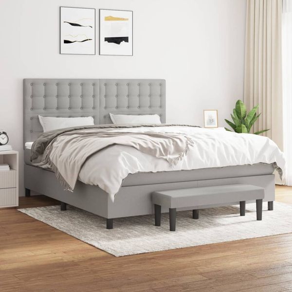 vidaXL Boxspring posteľ s matracom bledosivá 180x200 cm látka