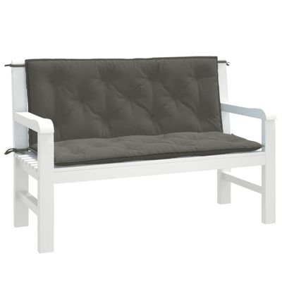 vidaXL Vankúše na záh. lavičku 2 ks tmavosivá melanž 120x50x7 cm látka
