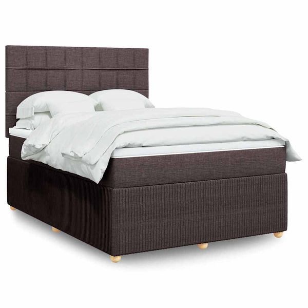 vidaXL Boxspring posteľ s matracom tmavohnedá 140x190 cm látka