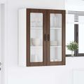 vidaXL Nástenný sklenený kabinet PORTO Hnedý dub 80 x 31 x 100 cm