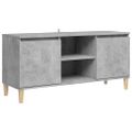 vidaXL TV stolík nohy z masívneho dreva betónové sivé 103,5x35x50cm