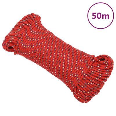 vidaXL Lodné lano červené 5 mm 50 m polypropylén