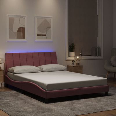 vidaXL Rám postele s LED bez matraca Hankoružový 120x200 cm zamat