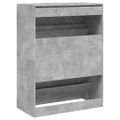 vidaXL Botník s 2 výklopnými zásuvkami betónový sivý 80x42x108 cm
