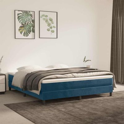 vidaXL Posteľný rám s boxspringom tmavomodrý 180x200 cm zamat