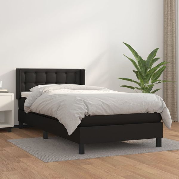 vidaXL Boxspring posteľ s matracom čierna 90x200 cm umelá koža
