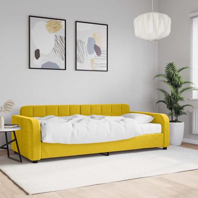 vidaXL Denná posteľ s matracom žltá 90x200 cm zamat