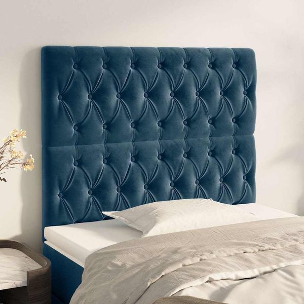 vidaXL Čelo postele tmavomodré 100x7x118/128 cm zamatové
