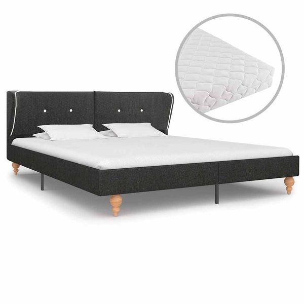 vidaXL Posteľ s matracom tmavosivá 180x200 cm jutová