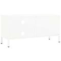 vidaXL TV skrinka biela 90x30x44 cm oceľ a sklo