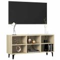 vidaXL TV stolík nohy z kovu dub sonoma 103,5x30x50 cm