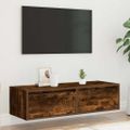 vidaXL TV skrinka s LED, tmavý dub 100X35,5x25 cm