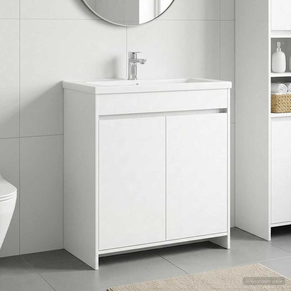 vidaXL Skriňa pod umývadlo do kúpeľne Biela 78,5 x 37,5 x 81 cm