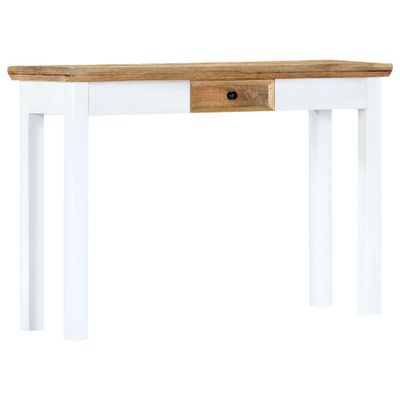 vidaXL Konzolový stolík biely a hnedý 110x35x75 cm masívne mangovníkové drevo
